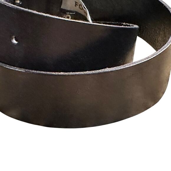 Fossil Men's Size 32 Black Wide Leather Belt Silver Buckle - Picture 6 of 9